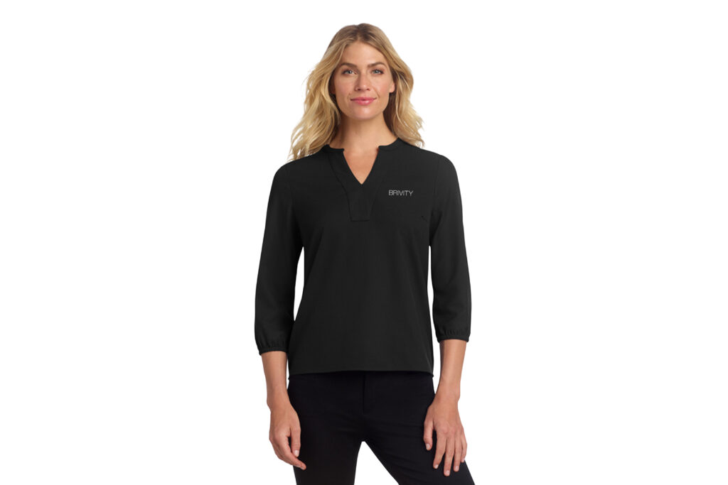 Brivity | Mercer+Mettle® Women's Stretch Crepe Long Sleeve Camp Blouse